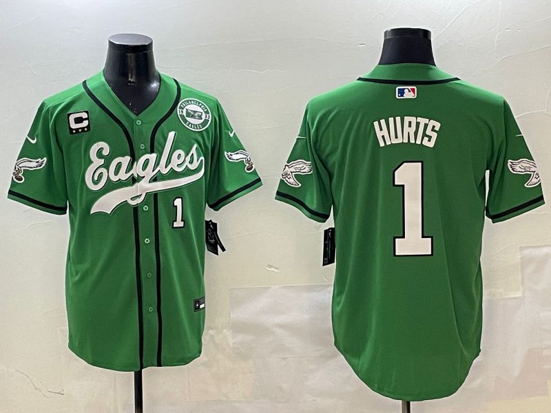 Men Philadelphia Eagles #1 Hurts Green three generations Jointly Name 2025 Nike Limited NFL Jersey style 17->philadelphia eagles->NFL Jersey